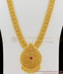 Long Heavy Dollar Beads Design Gold Plated Ruby Stone Haram HR1046 Long Heavy Dollar Beads Design Gold Plated Ruby Stone Haram HR1046
