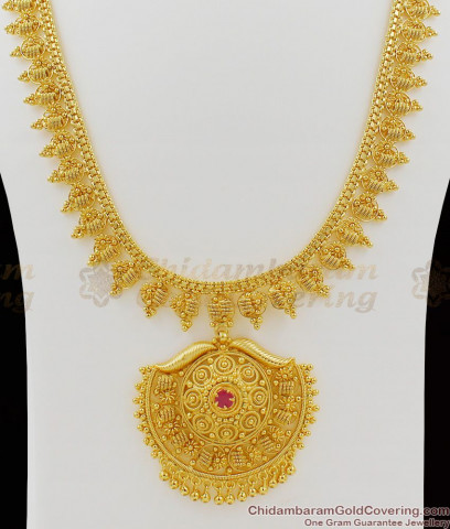 Fancy Model Gold Bridal Haram With White Stone Jewelry For Ladies HR1518