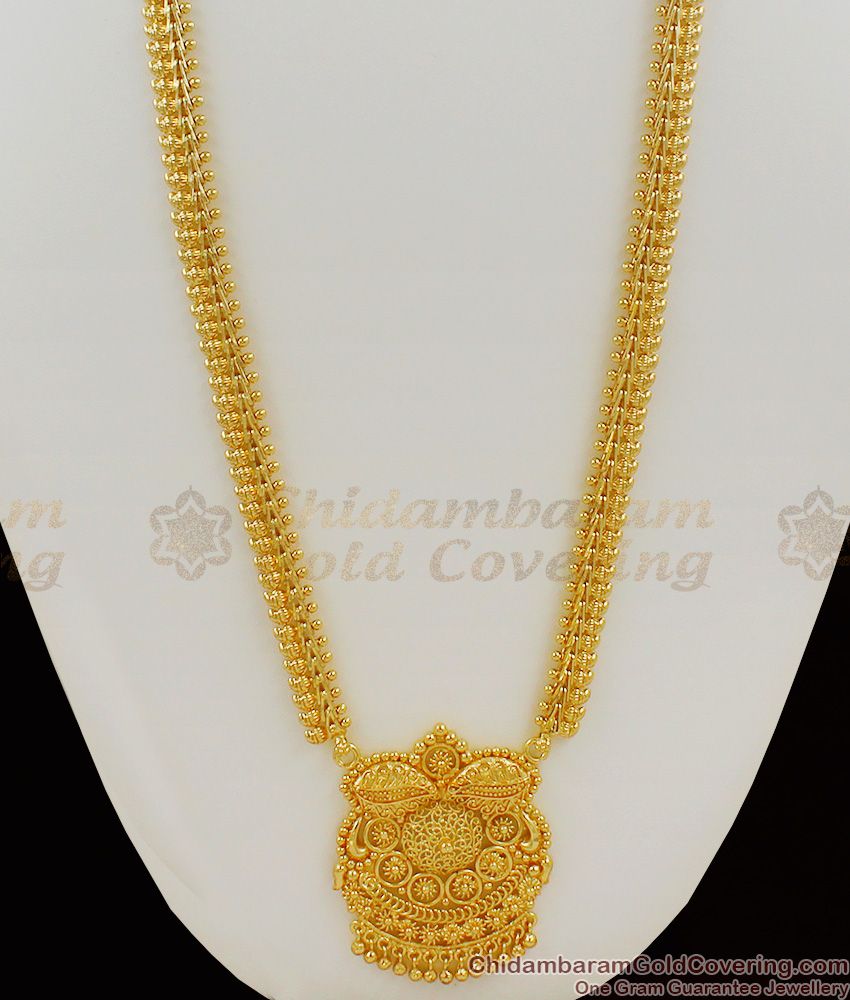 Long Dollar Chain Design Gold Imitation Haram For Wedding HR1052