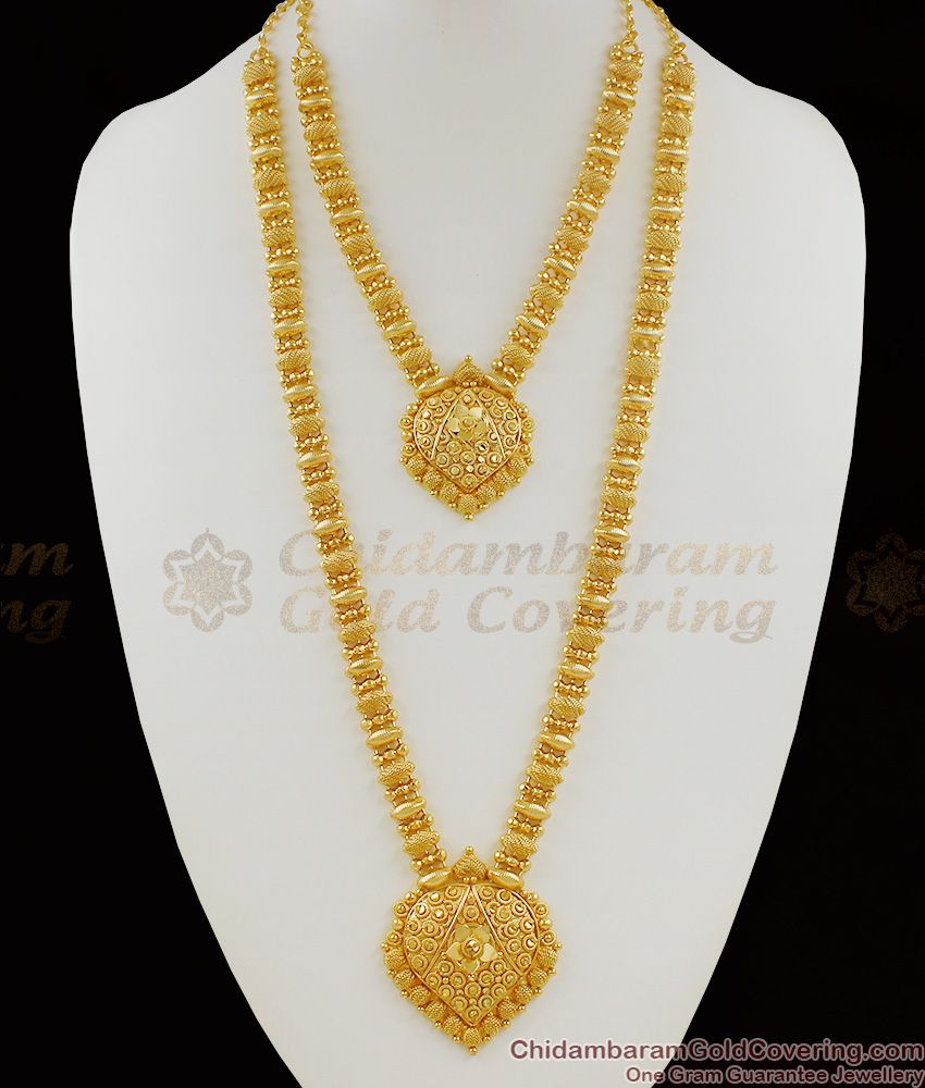 Traditional Kerala Design Long Haram Necklace Gold Jewellery New Arrival HR1054