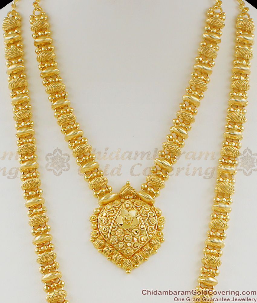 Traditional Kerala Design Long Haram Necklace Gold Jewellery New Arrival HR1054