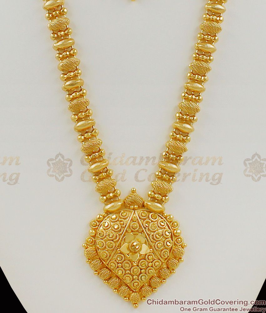 Traditional Kerala Design Long Haram Necklace Gold Jewellery New Arrival HR1054