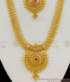 Eye Catchy Ruby Stone Big Dollar Mullaipoo Haram Necklace Bridal Set For Marriage HR1056