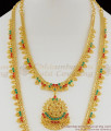 Grand Full Stone Ruby Emerald Set Necklace Haram Combo Set For Wedding HR1059