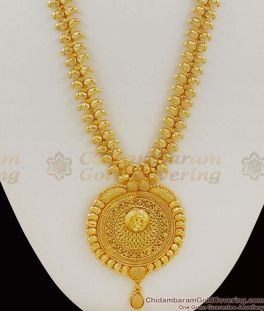 Traditional Handcrafted Big Dollar Mango Chain Bridal Haram Gold Finish HR1065