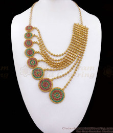 Eye Catchy Ruby Emerald Stone Party Wear Gold Multiline Pattern Haram HR1072 Eye Catchy Ruby Emerald Stone Party Wear Gold Multiline Pattern Haram HR1072