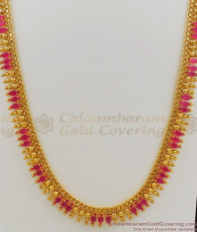 Ruby Stone Mullaipoo Design Traditional Gold Plated Haram Collection HR1073 Ruby Stone Mullaipoo Design Traditional Gold Plated Haram Collection HR1073