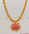 Trendy Sunflower Design Full Ruby Stone Dollar Gold Inspired Haram HR1075