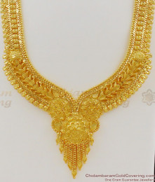 Beautiful Calcutta Design Gold Forming Haram With Earrings Bridal Set HR1087 Beautiful Calcutta Design Gold Forming Haram With Earrings Bridal Set HR1087
