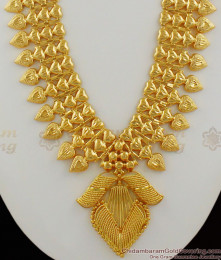 Grand Kerala Bridal Design Traditional Gold Mango Malai Haram Jewellery HR1091