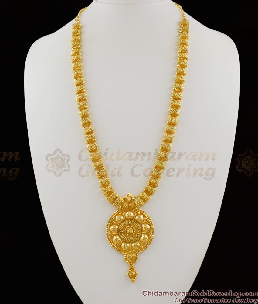 Artistic Kerala Design Round Dollar Gold Imitation Haram Season Sale HR1093