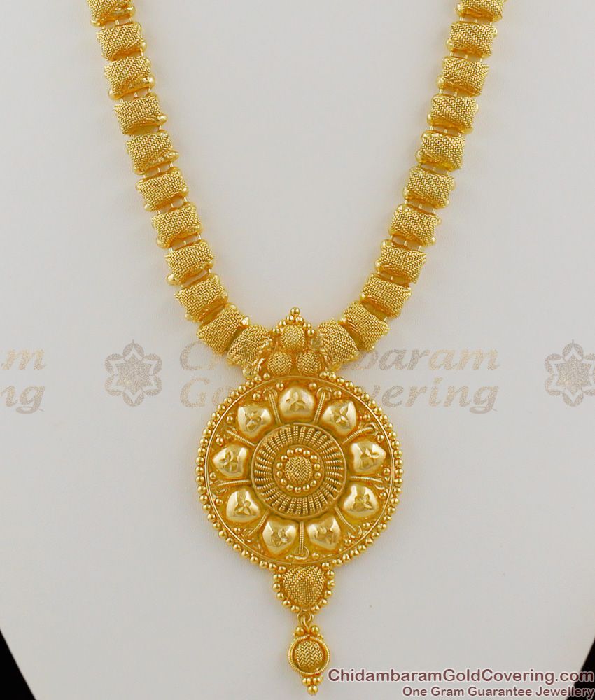 Artistic Kerala Design Round Dollar Gold Imitation Haram Season Sale HR1093