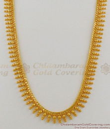 Simple Gold Light Weight Mullaipoo Beads Traditional Haram Necklace HR1095 Simple Gold Light Weight Mullaipoo Beads Traditional Haram Necklace HR1095