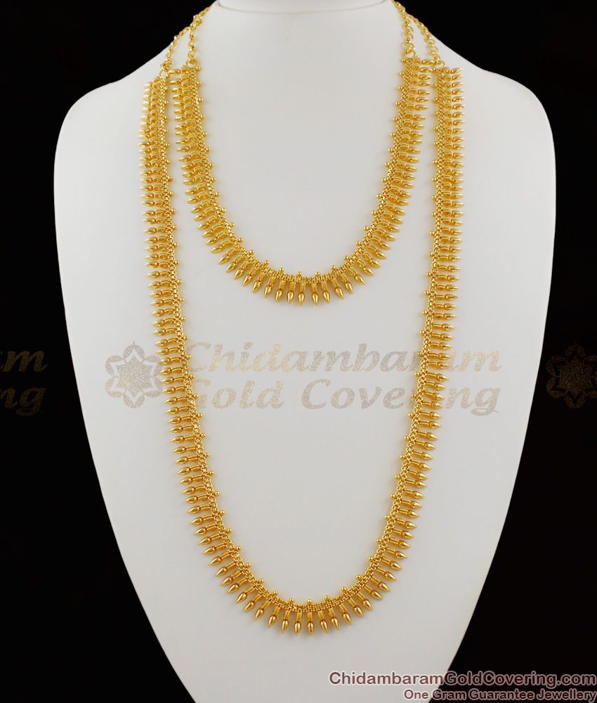 Traditional Mullaipoo Gold Haram Necklace Combo Set Bridal Collection HR1096