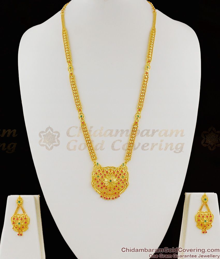 Real Gold Design Bridal Forming Enamel Haram With Earrings Latest Collections HR1104