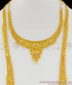 Forming Calcutta Pattern Haram Necklace Combo With Earrings Full Bridal Set Collections HR1105