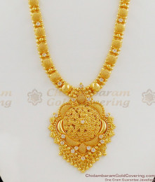 Trendy AD White Stone Gold Plated Dollar Chain Type Haram Bridal Collection HR1117 Trendy AD White Stone Gold Plated Dollar Chain Type Haram Bridal Collection HR1117