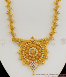 Attractive White AD Diamond Net Pattern One Gram Gold Haram For Ladies HR1121 Attractive White AD Diamond Net Pattern One Gram Gold Haram For Ladies HR1121