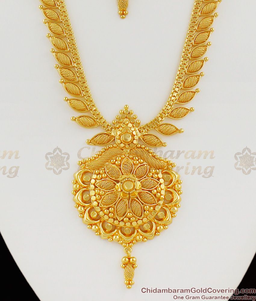 New Plain Gold Haram Collection Kerala Design Jewelry For Marriage Online HR1132