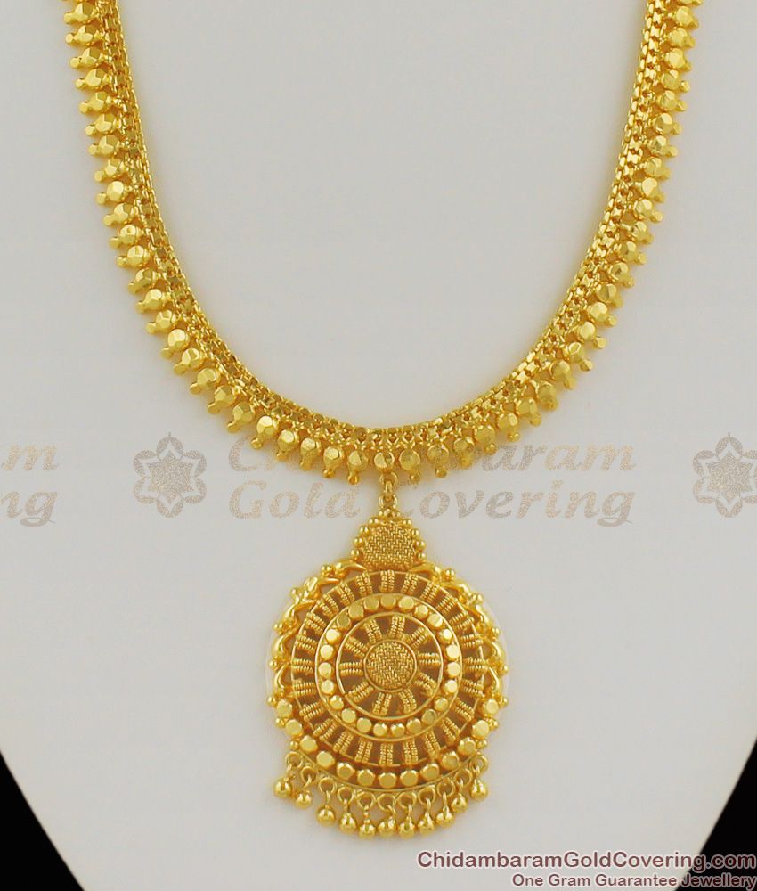 Gold Beads Pattern New Arrival Kerala Traditional Haram Necklace Combo Set HR1146