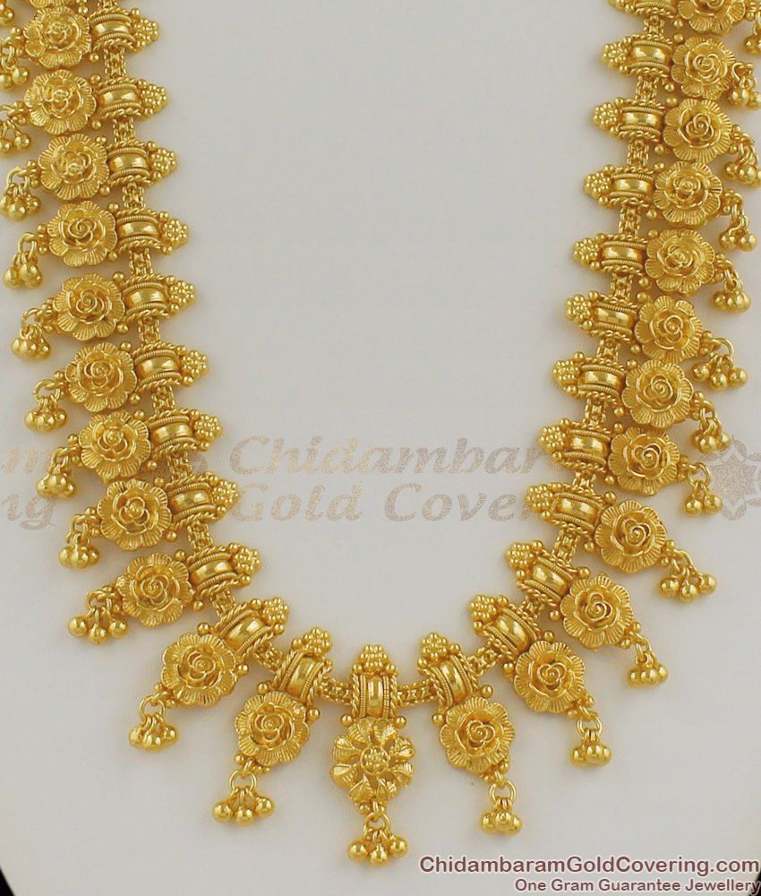 Grand And Heavy Rose Flower Antique Malai Pattern Gold Imitation Haaram HR1156