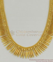 Kerala Traditional Short Mullaipoo Haram Plain Gold Plated Bridal Jewelry HR1163 Kerala Traditional Short Mullaipoo Haram Plain Gold Plated Bridal Jewelry HR1163