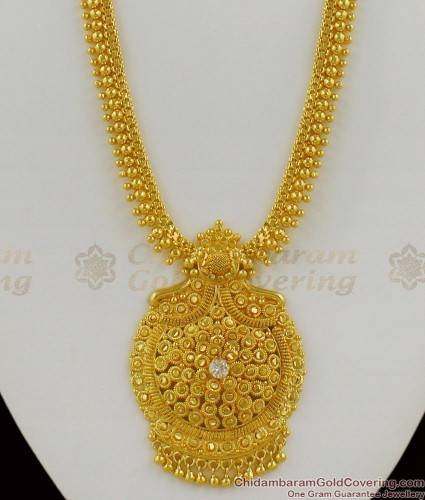 White Crystal Gold Plated Long Haram 