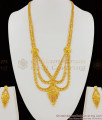  Iconic Three Line Calcutta Gold Forming Bridal Haram With Earrings Combo Set HR1172