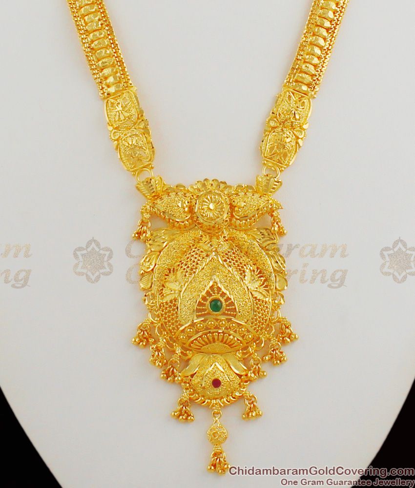 Bollywood Luxury Calcutta Design Gold Forming Haram With Earrings Bridal Combo Set HR1177