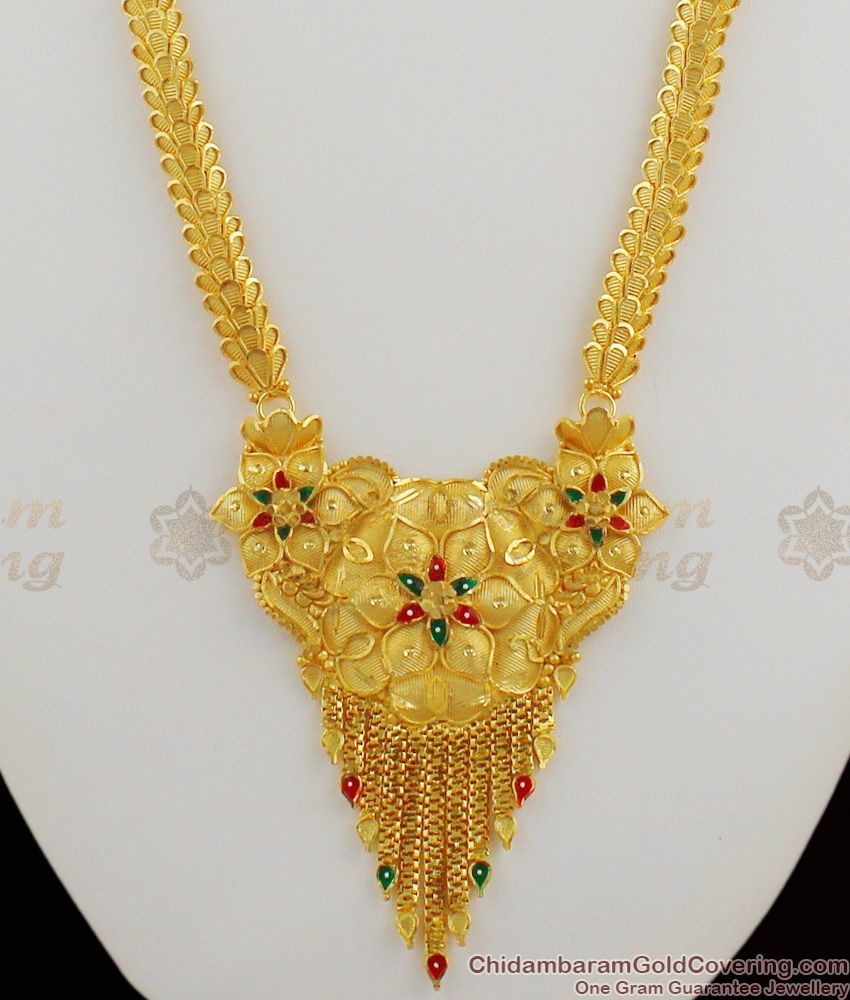 Enamel Forming Gold Bridal Harram With Earrings Bridal Set Collection HR1179