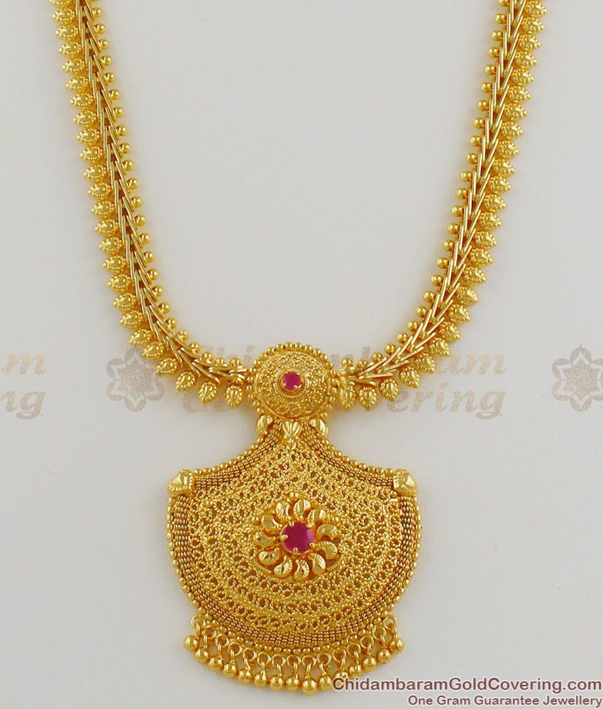 Gorgeous Handmade Short Haram Jewelry With Single Ruby Stone Imitation Jewelry HR1184