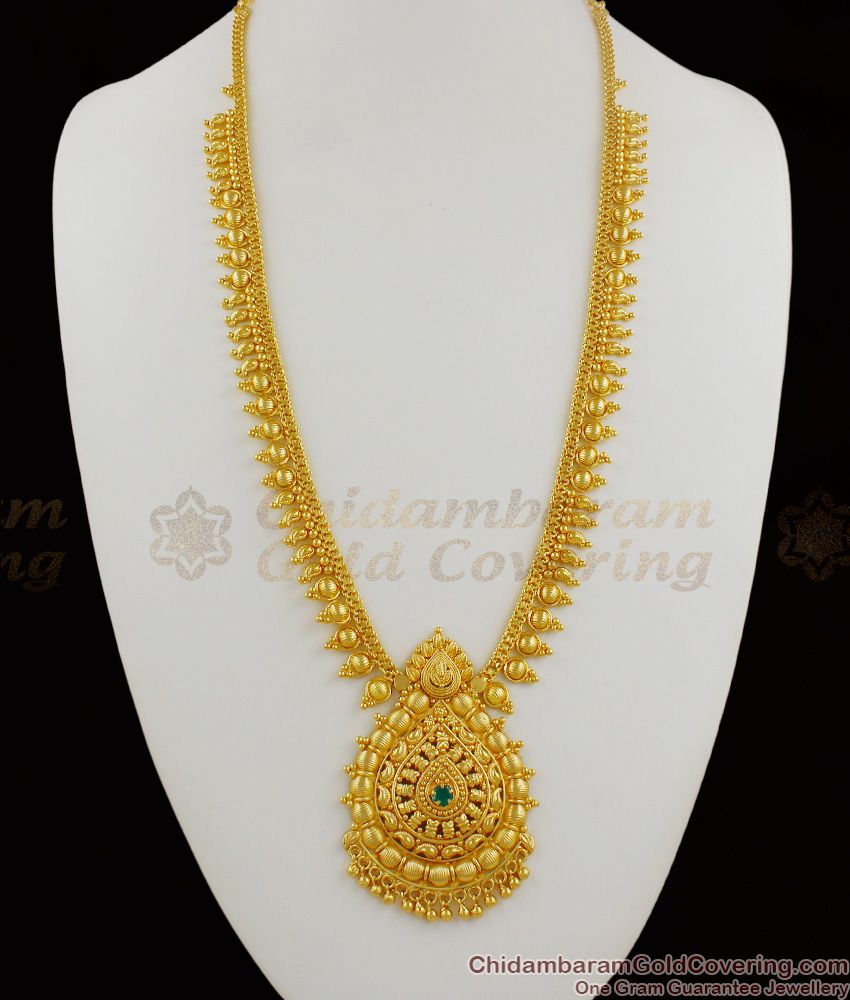 Premium Design Gold Plated Dollar Type Emerald Stone Bridal Jewellery Collection HR1188