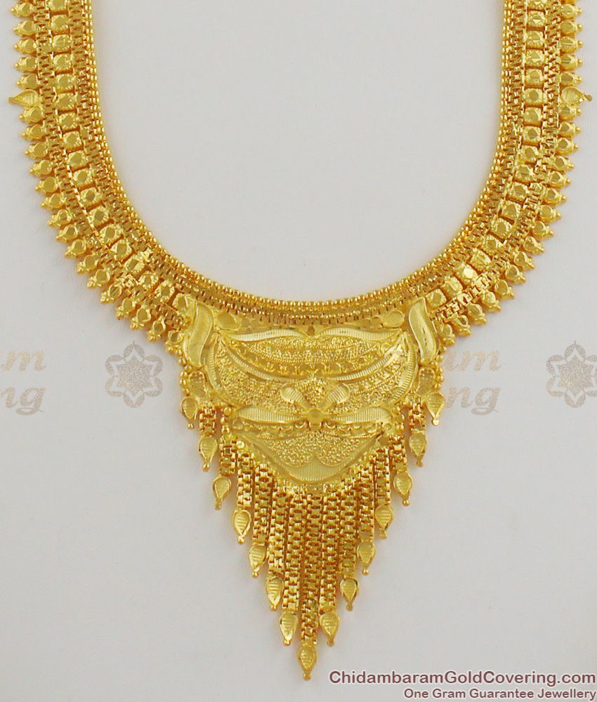 Luxury Calcutta Design Forming Gold Haram Bridal Set Jewelry With Earrings HR1192