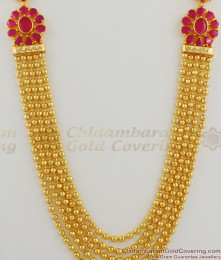 Bridal Gold Haaram Jewellery With Ruby Stone Five Line Chain Collection HR1200 Bridal Gold Haaram Jewellery With Ruby Stone Five Line Chain Collection HR1200