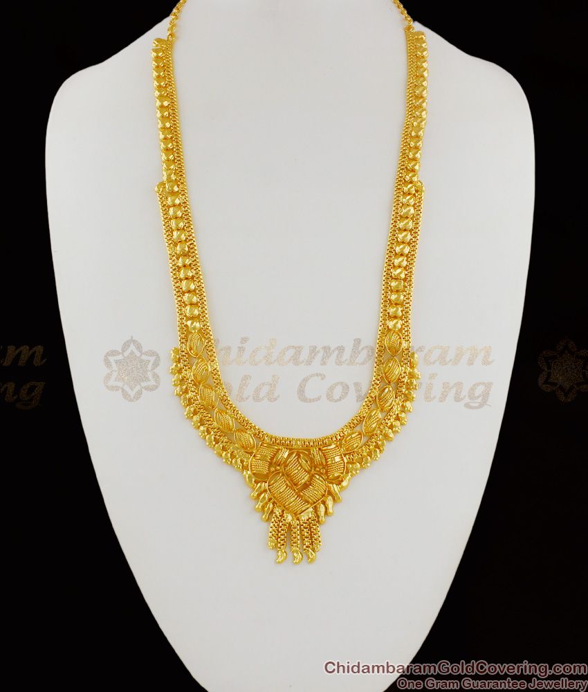 Magnificent Gold Haaram Necklace For Ladies Bridal Jewelry Online HR1212