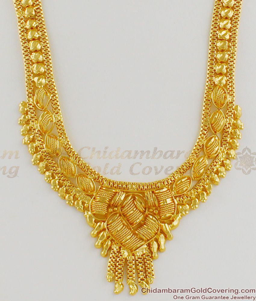 Magnificent Gold Haaram Necklace For Ladies Bridal Jewelry Online HR1212