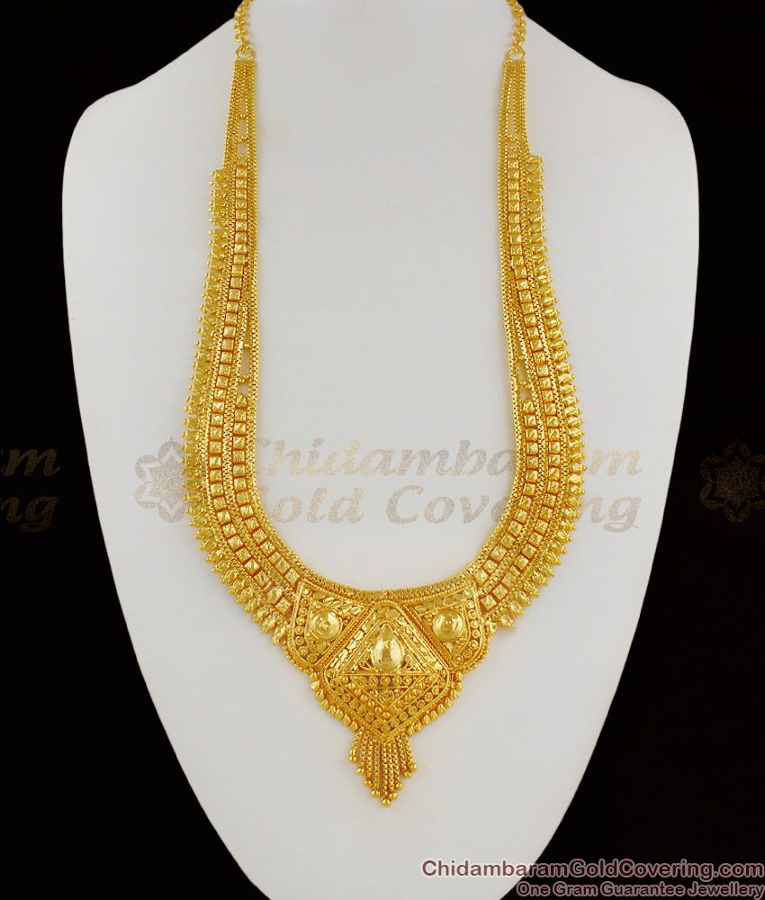 Luxury Calcutta Design Plain Gold Imitation Forming Haram Jewelry Bridal Set HR1218 
