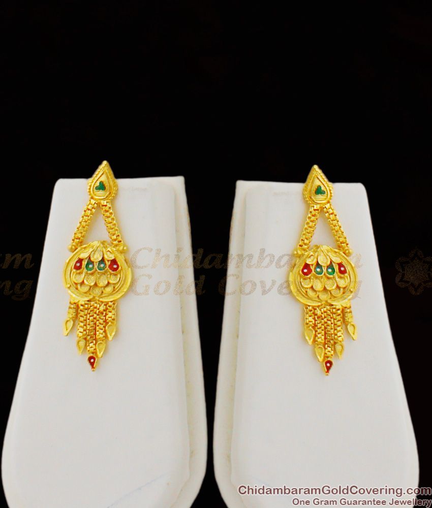 Traditional Grand Calcutta Design Gold Forming Long Haaram And Earring Set HR1222