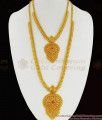 Gold Heart Design Dollar Type Ruby Stone Haaram Necklace Combo Set Jewellery HR1223