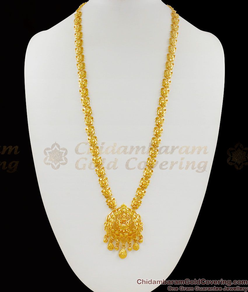 Traditional Gold Lakshmi Dollar Long Haram Chain For Occasional Functions HR1227