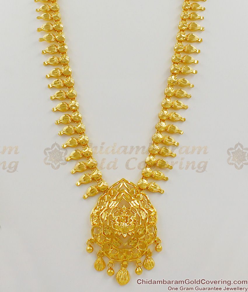 Pure Gold Lakshmi Dollar Long Haram Chain For Traditional Attires HR1231