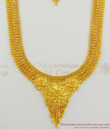 Flower Design Dollar Pure Gold Bridal Collection Haaram Necklace With Earrings Online HR1248 Flower Design Dollar Pure Gold Bridal Collection Haaram Necklace With Earrings Online HR1248