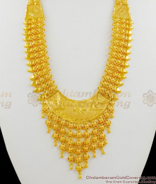 Traditional Look Gold Plated Sizzling Kerala Haram Bridal Wear Jewelry Collection Online HR1253 Traditional Look Gold Plated Sizzling Kerala Haram Bridal Wear Jewelry Collection Online HR1253