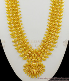 Glorious Mango Design Kerala Bridal Wear Three Line Heavy Gold Haram Malai HR1255 Glorious Mango Design Kerala Bridal Wear Three Line Heavy Gold Haram Malai HR1255
