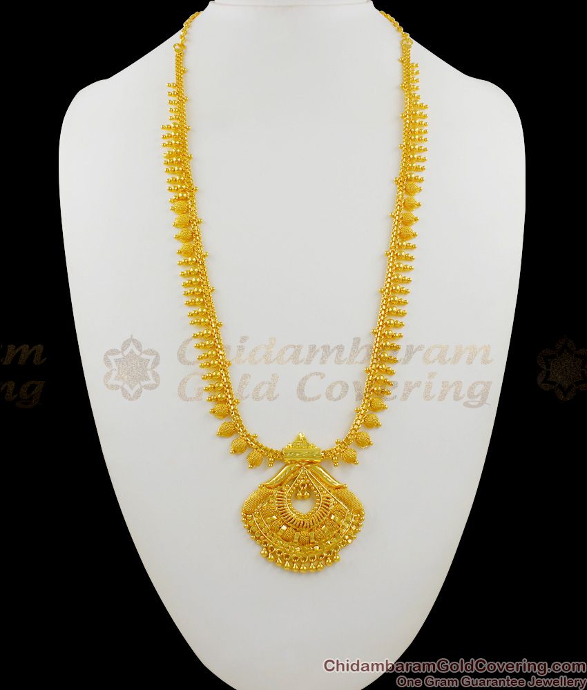 Light Weight Bridal Wear Mullaipoo Pattern Chain Dollar Gold Haram Jewelry HR1257