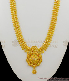 First Quality Flower Design Long Gold Plated Bridal Haram With White Diamond HR1259 First Quality Flower Design Long Gold Plated Bridal Haram With White Diamond HR1259