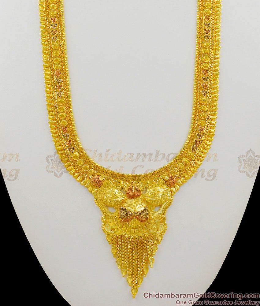 Amazing Calcutta Design Forming Gold Haram Bridal Set With Earrings HR1266