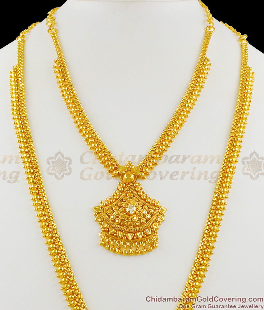 Bridal Design Gold Plated Haram Necklace Kerala Pattern For Marriage HR1280