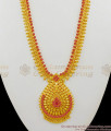 Mullai Full Ruby Stone Mango Design Gold Haaram Bridal Jewelry HR1338