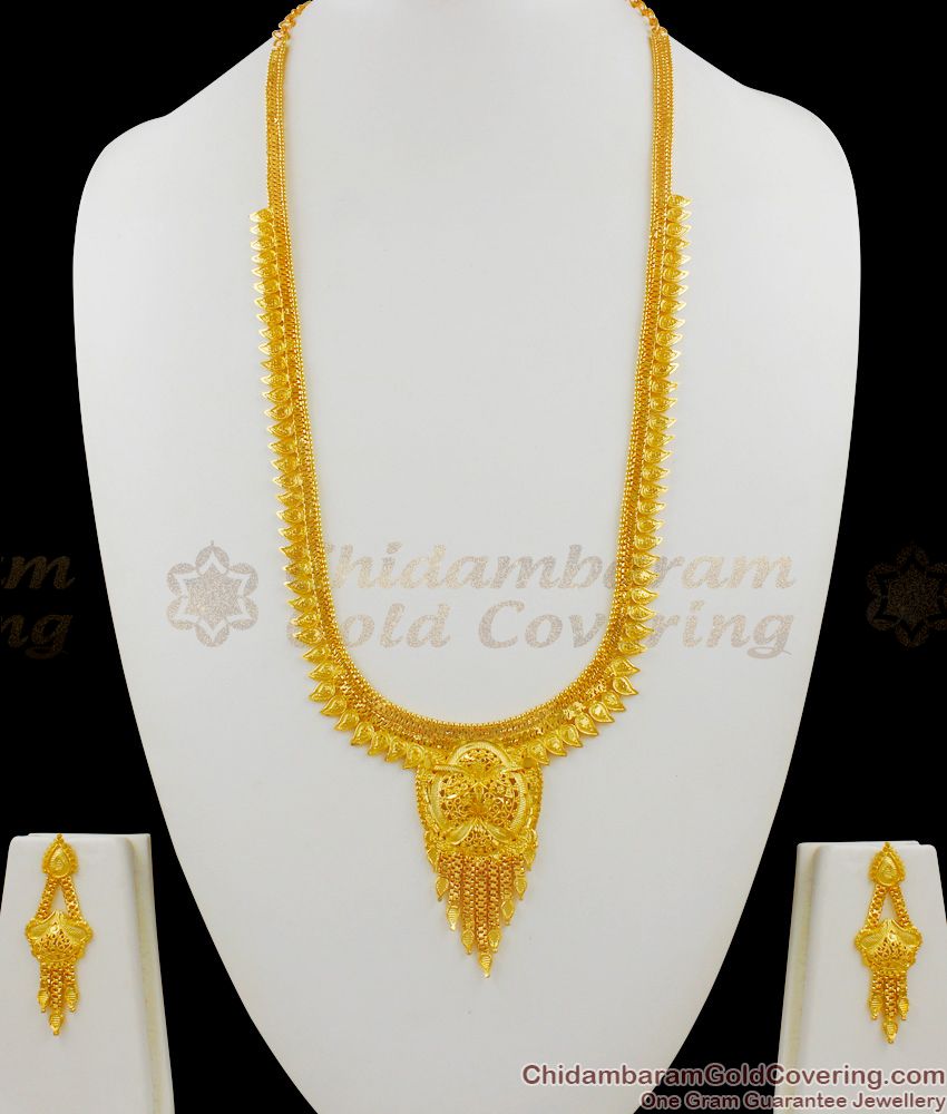 Light Weight Calcutta Design Forming Bridal Haram Jewelry With Earrings Combo Set HR1350